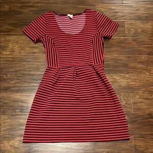 Red and Navy Striped Dress